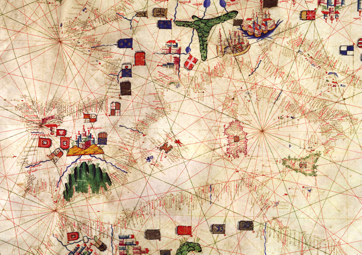 Fragment de la carta portolana de Pere Rossell de 1466